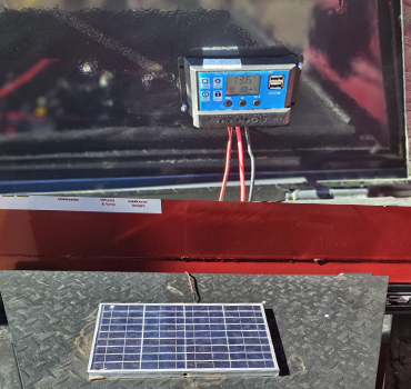 Solar Power Charging system standard on 5 cube bins